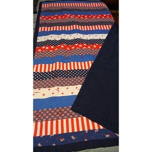 Sillerud Quilters Americana Patriotic Quilt Stars Stripes Red White Blue 42x64